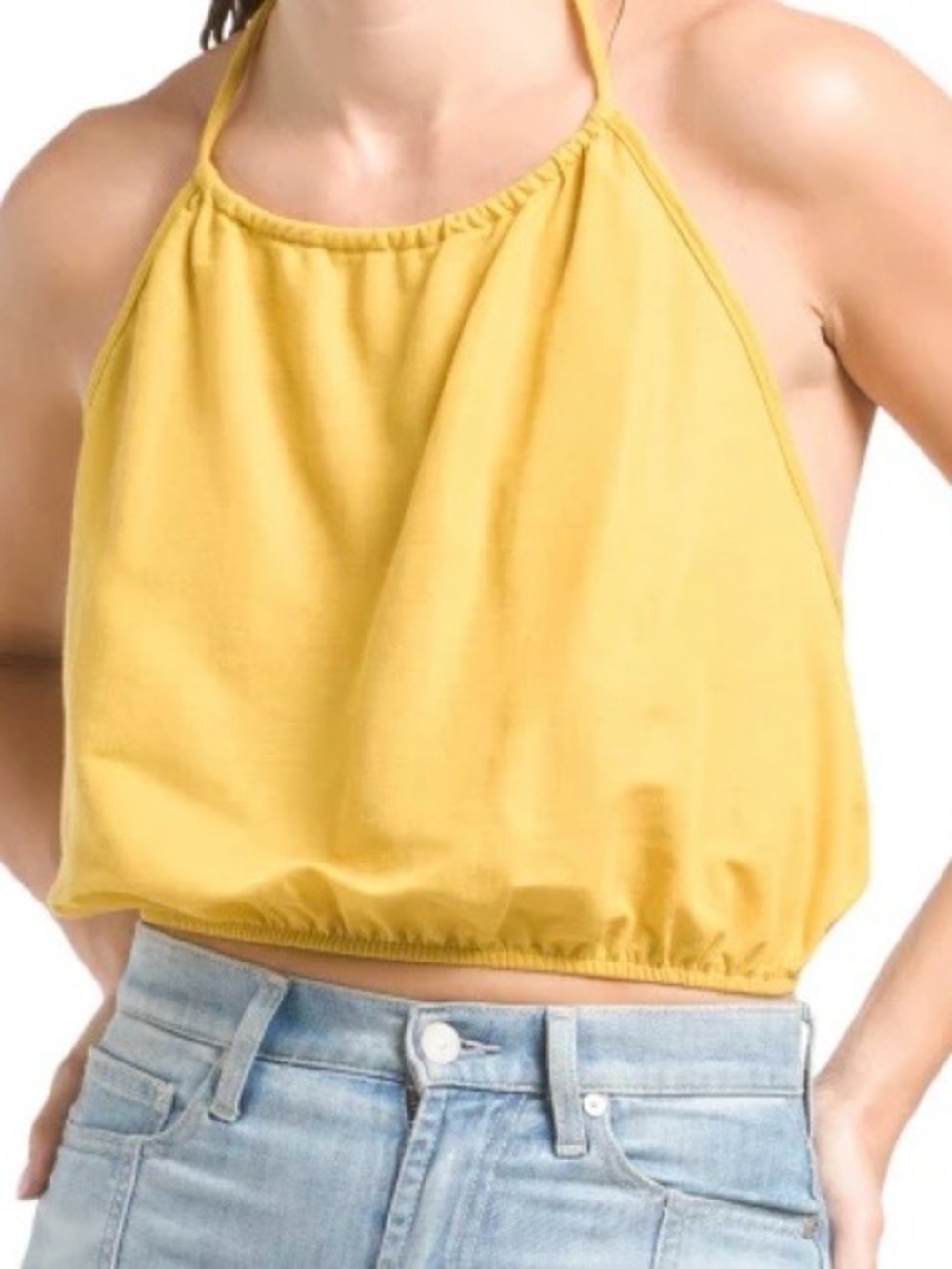 Zara Sunlit Yellow Halter Crop Top